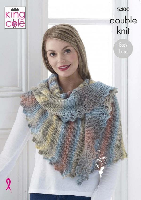 King Cole Riot DK Knitting Pattern 5400, Shawls, Scarves, Headwear for Women, One Size