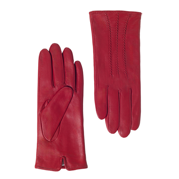 Quivano Womens Leather Gloves With 3 Stripe Detail