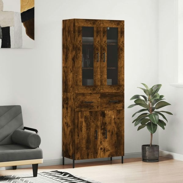 Berkfield Highboard Smoked Oak 69.5x34x180 cm Engineered Wood