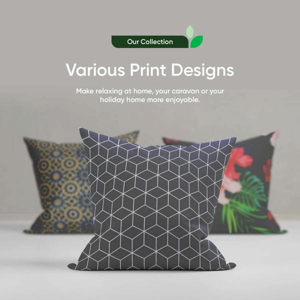 Gardenwize Pair of Outdoor Scatter Cushions – Blue Cube Design