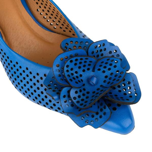 Embassy London Florence - Vibrant Blue - Women's Leather Slingback Heel with Flower Detail
