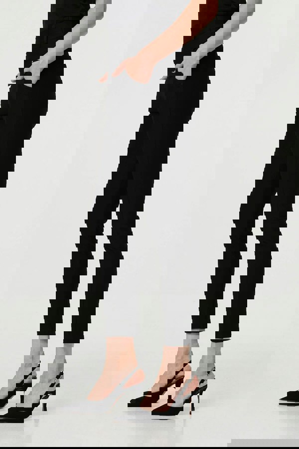 Black | Stretch High Waist Slim Cropped Trousers
