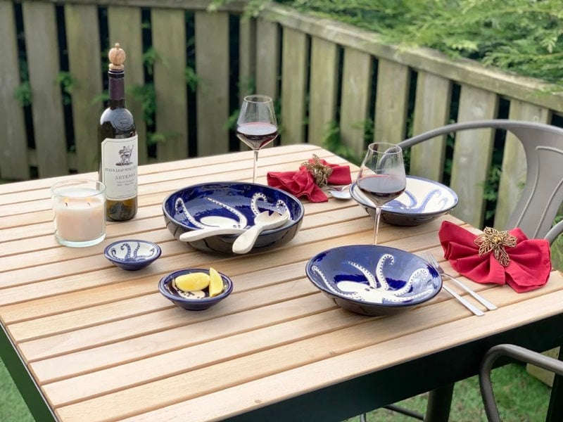 Verano Spanish Ceramics Signature - Blue & White Octopus - Mini Tapas Bowls Sets of 4