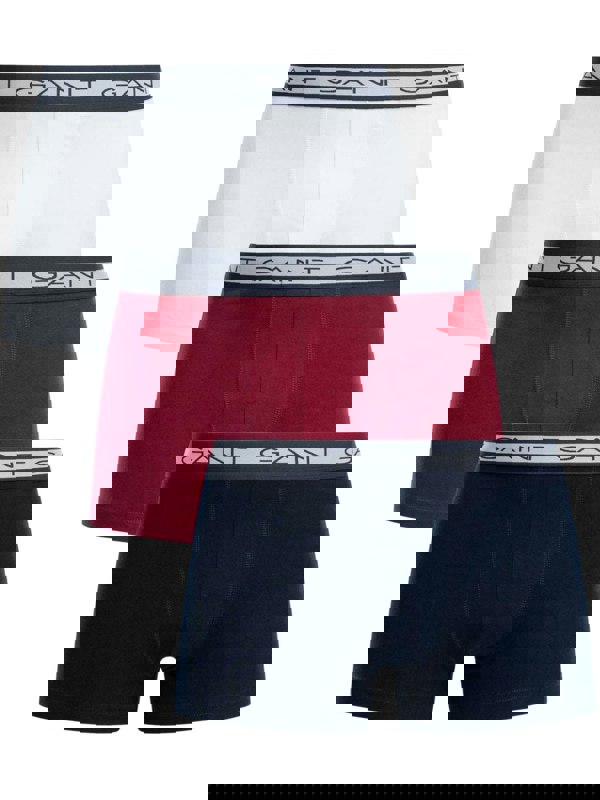 GantTrunks 3 - pack3 - Pack Striped Waistband Boxer Trunks, Navy/White/BurgundyBoxers - and - Briefs.net