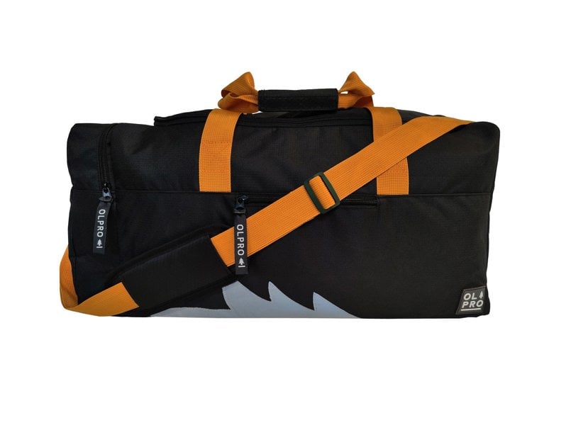 Black 40L Holdall OLPRO side view orange strap and handles