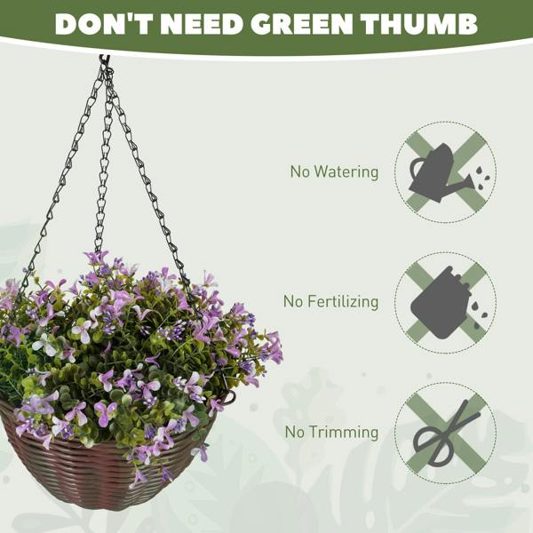Wyld Haus Fito Set Of 2 Hanging Artificial Flower Baskets With Mixed Leaves And Blooms For Indoor Display