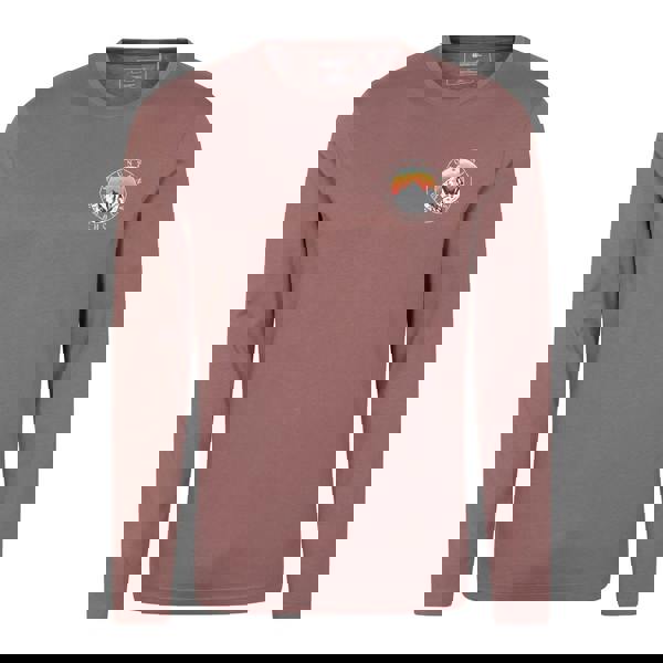 Mountain Warehouse Mens Circle Mountain Sunset Graphic Long-Sleeved T-Shirt - Burgundy