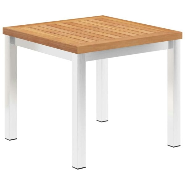 Berkfield Garden Side Table 45x45x38 cm Solid Teak Wood and Stainless Steel