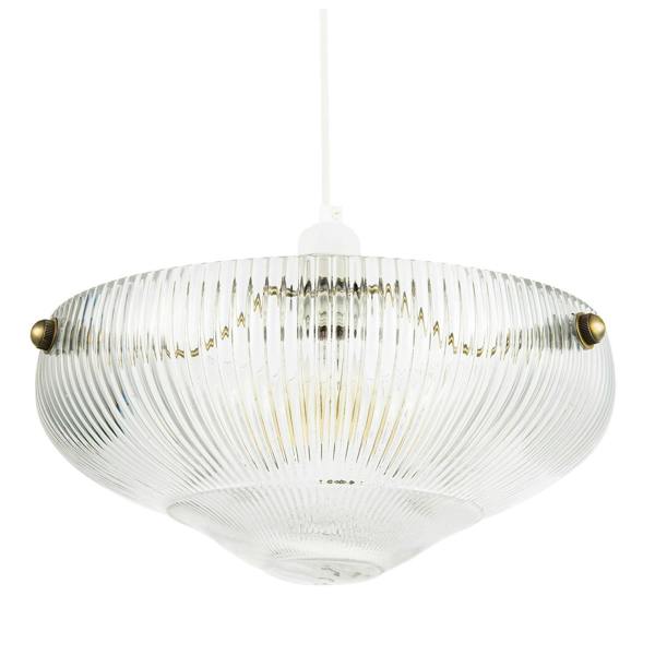 Modern Transparent Mini Line Ribbed Glass Pendant Bowl Lamp Shade Image 1