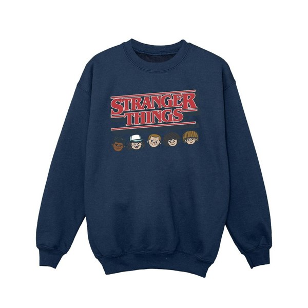 Netflix Girls Stranger Things Caricature Logo Sweatshirt - Navy Blue