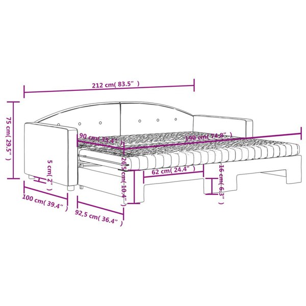 Berkfield Daybed with Trundle and Mattresses Dark Grey 90x190 cm Velvet