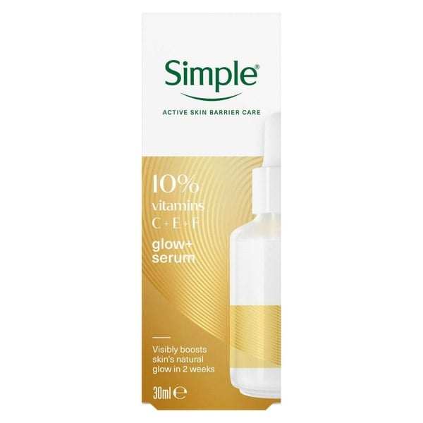 Simple Glow+ Serum 10% Vitamins C+E+F Booster Brightening Skin Care, 30ml