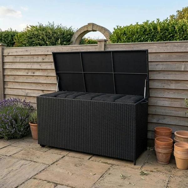 Jardi Rattan Cushion Storage Box 700L - Black