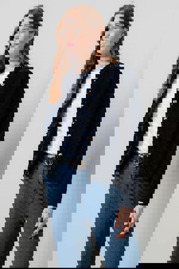 Lily & Me Rene Stretch Jumbo Cord Jacket Navy