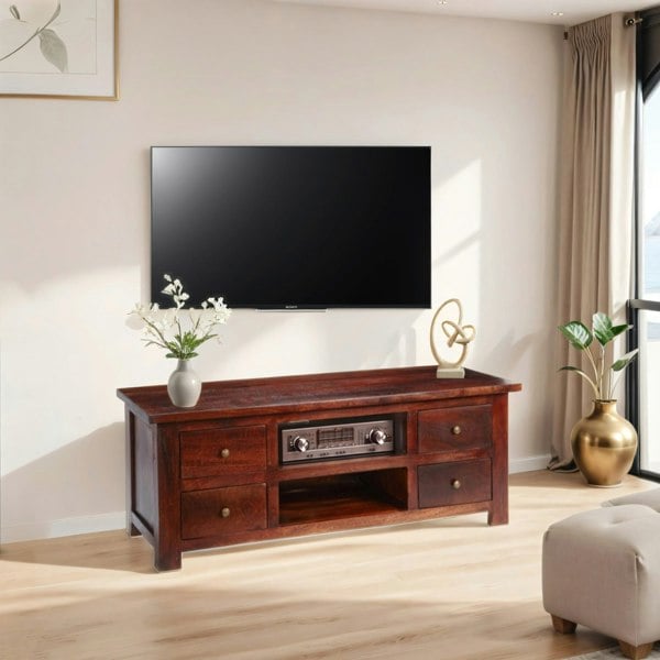 IH Design Jinita Dark Wood TV Cabinet with Drawers