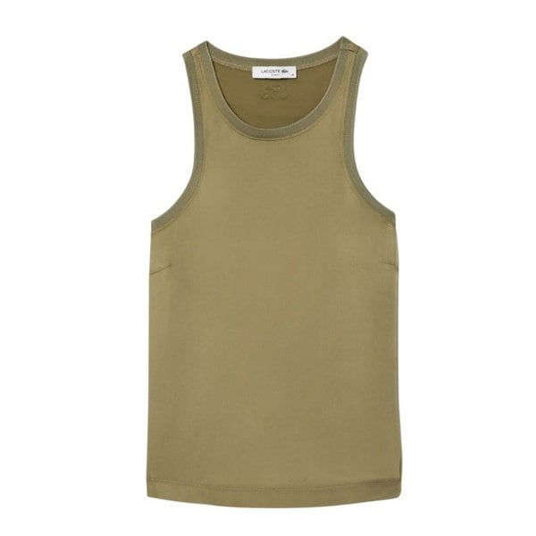 Lacoste Women's Satin Slim Tank Top - Khaki Green