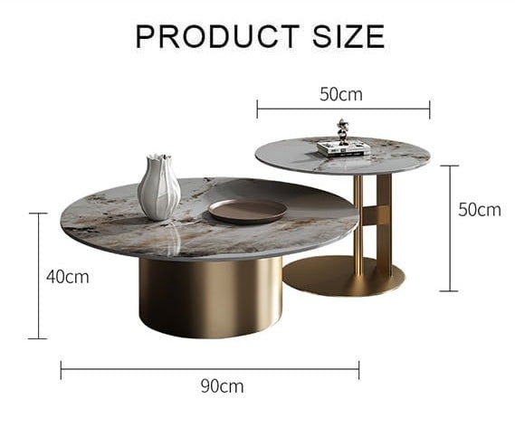 Coar Nesting Coffee Table Set, Gold & Grey-Weilai Concept-Weilai Concept