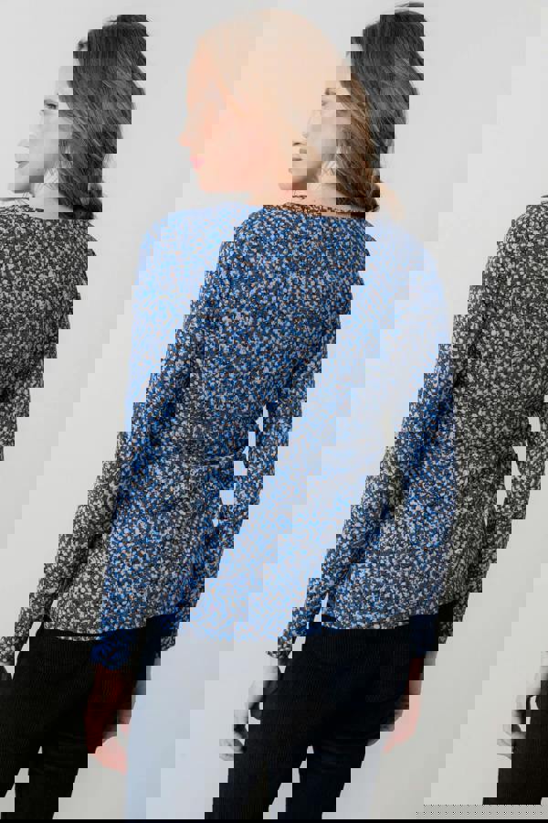 Lily & Me Monica Ditsy Print Organic Cotton Top Cobalt