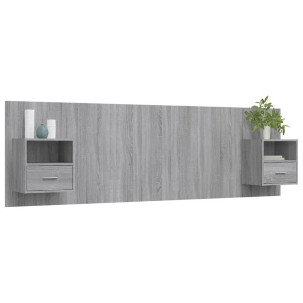 Berkfield Bed Headboard with Cabinets Grey Sonoma Engineered Wood
