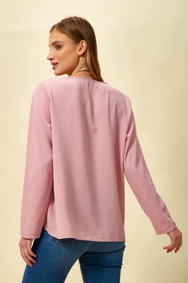 Hoxton Gal Oversized Asymmetric Top with Necklace in Pink