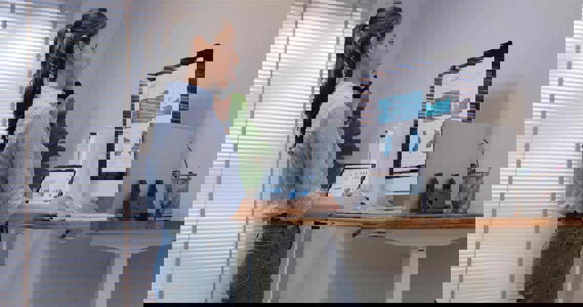 Durable Recycled Felt Vertical Laptop Stand Dock | 3-in-1 Holder | Teal