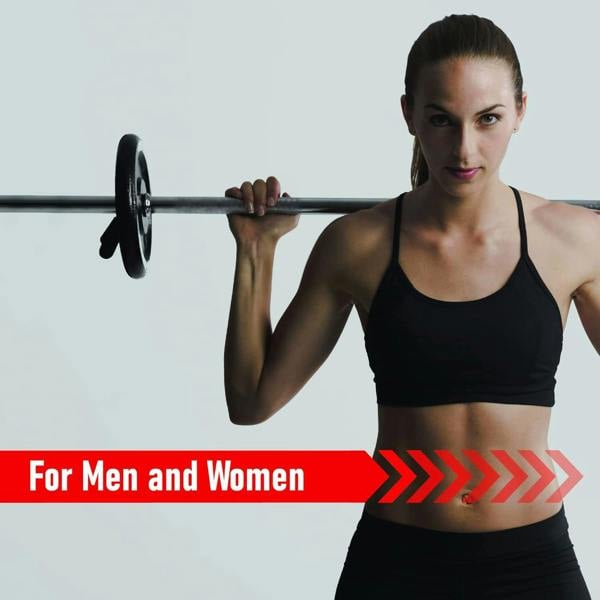 Body Revolution 1.2m EZ Barbell Bar with Spinlock Collars held by a fit person in a black sports bra, showcasing strength training use