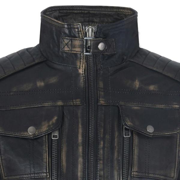 Infinity Leather Mens Vintage Leather Biker Distressed Motorcycle Jacket
