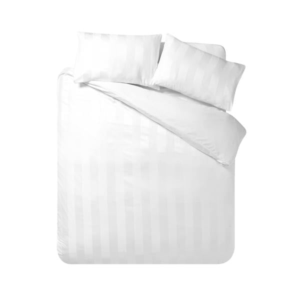 Catherine Lansfield So Soft Satin Stripe Duvet Cover Set White