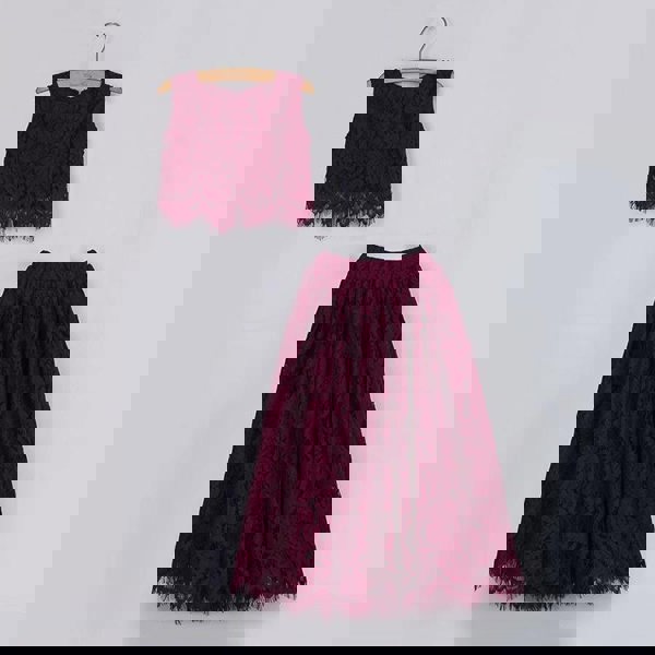 Girls Burgundy Lace party outfit