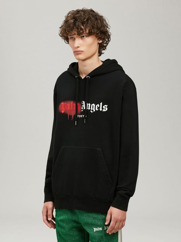 Palm Angels Tokyo Spray Paint Logo Hoodie - Black