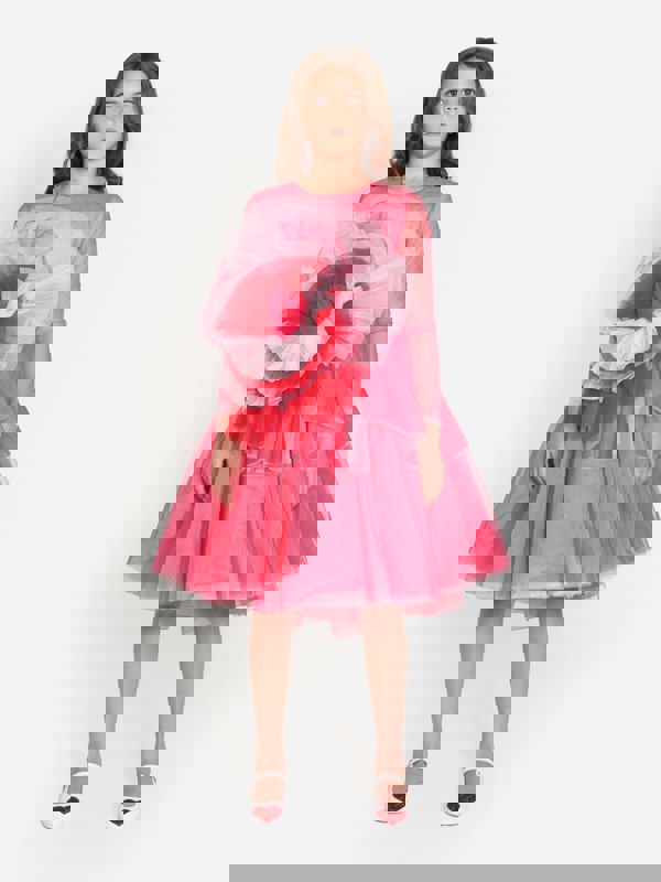 Marchesa Girls Volant Tulle Gown in Pink