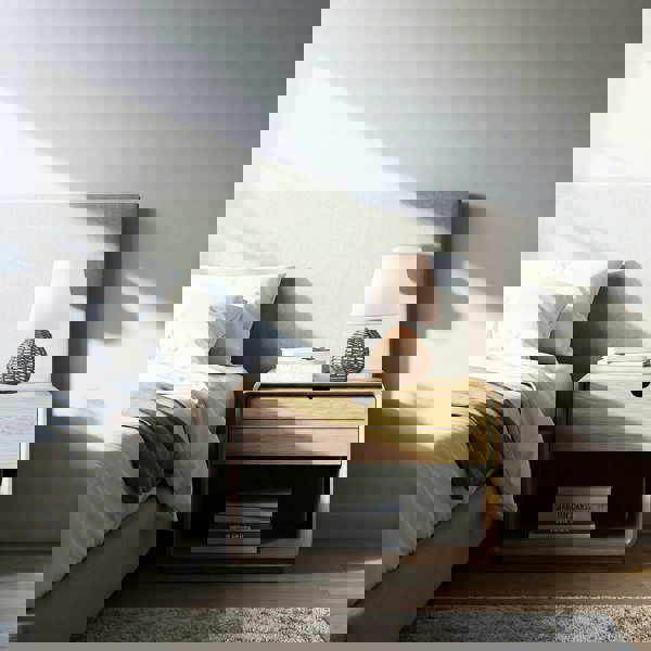 Brown Twisted Paper Table Lamp with White Linen Fabric Drum Shade Image 7