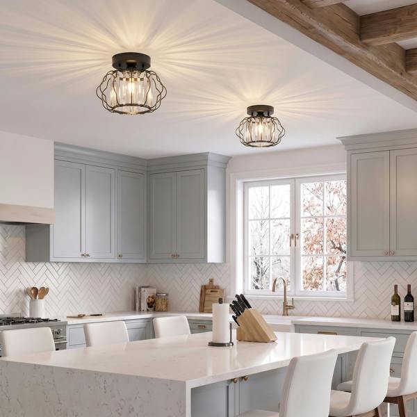 HOMCOM Crystal Ceiling Light Fixtures, Ceiling Lighting, 2 Pack