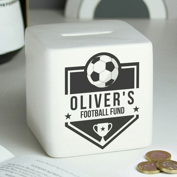 Personalised Memento Company Personalised Football Badge Ceramic Square Money Box
