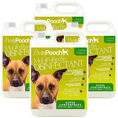 Pretty Pooch Multipurpose Disinfectant - Cleaner, Sanitiser, Deodoriser - Concentrated Formula - Lemon 5L x4