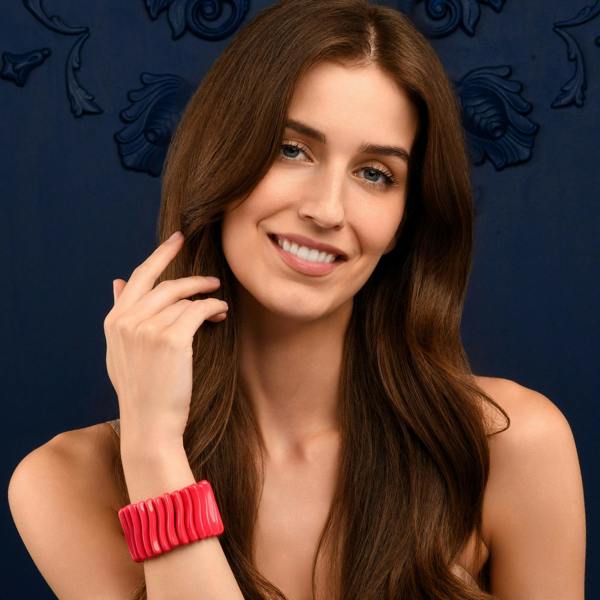 Zavana Wide Pink Chunky Bangle Bracelet for Women