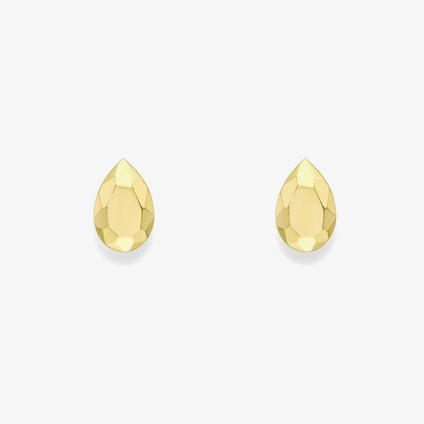 T. H. Baker 9ct Yellow Gold Pear Shape Faceted Stud Earrings 120125147550