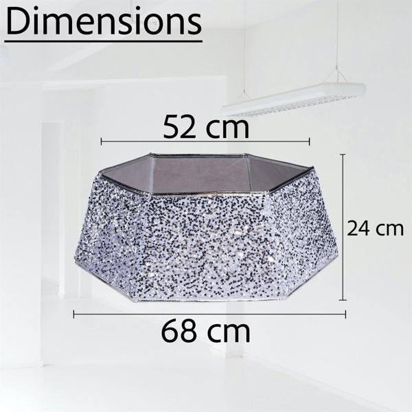 26.8 Inch Hexagon Christmas Tree Collar in Silver Sequin Fabric Foldable Festive Cover image 4