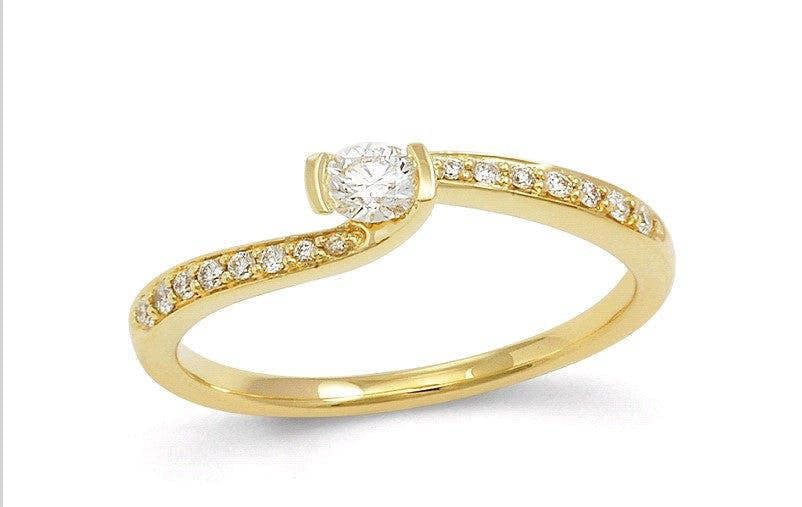 Sarah Layton Round Brilliant Cut Twist Diamond Ring - 9ct Gold