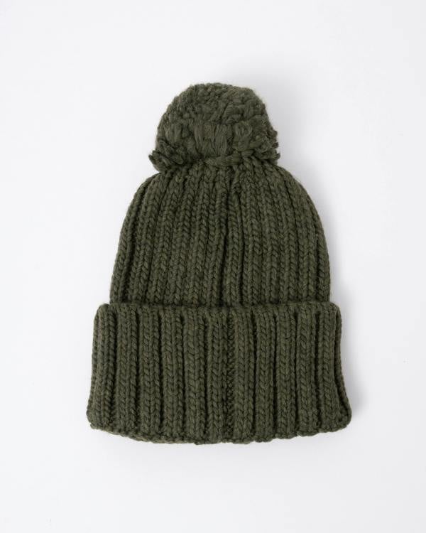back of a Napapijri Fea 2 Bobble Hat in Olive Night G1F