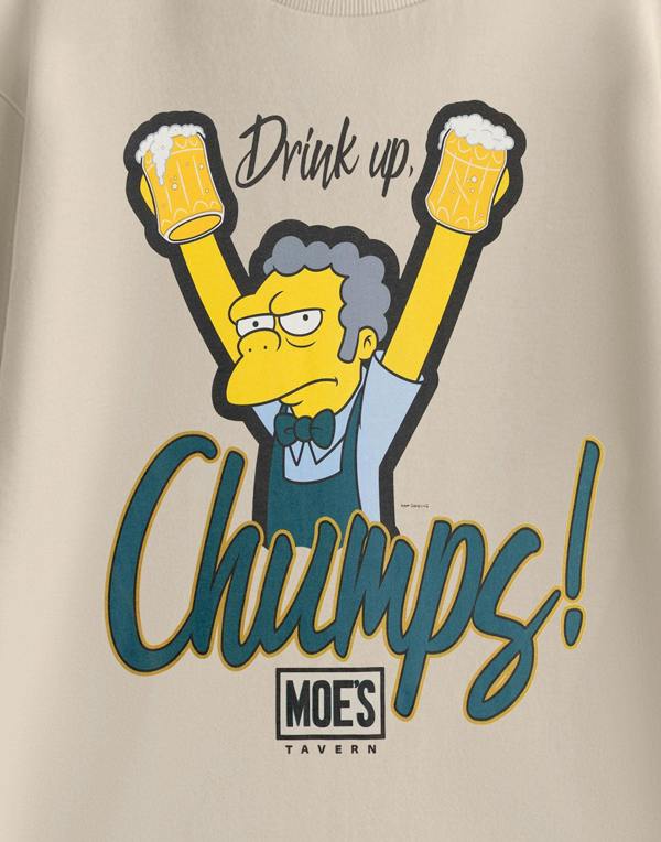 The Simpsons Mens Beige Moe's Tavern Short Sleeved T-Shirt