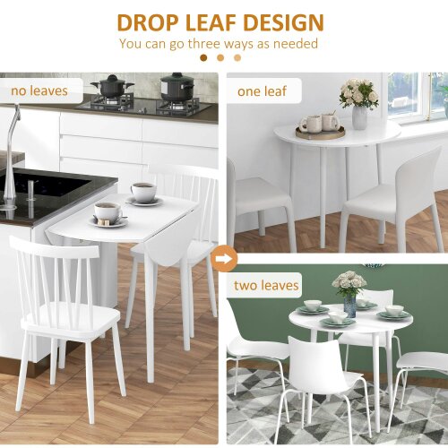 Wyld Haus Zinise Solid Wood White Round Folding Dining Table Seating 4 With TaFauxred Legs