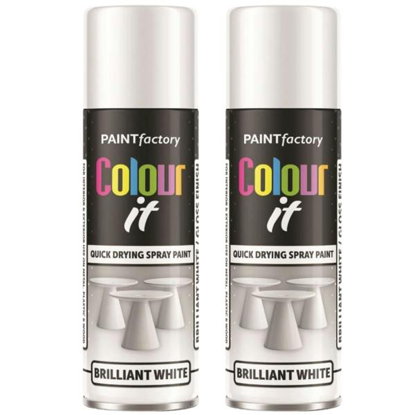 Paint Factory 2X  White Gloss Spray Paint 250ml