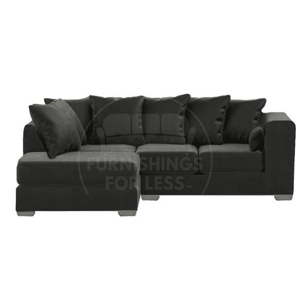 Furnishings For Less Ella Plush Velvet Fabric Corner Sofa