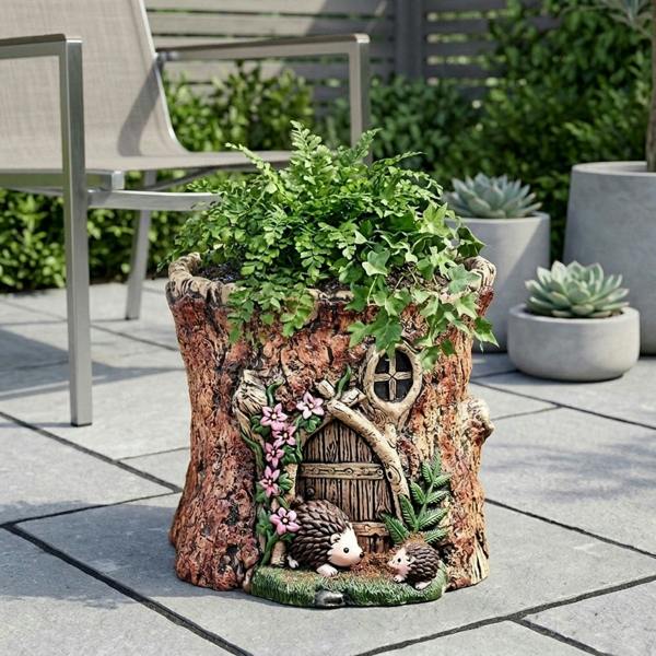Garden Greatness Hedgehog Woodland Door Garden Planter Pot