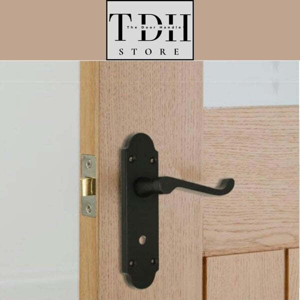 EDH Door Hardware Victorian Style Interior Matt Black Bathroom Door Handles - Classic Design