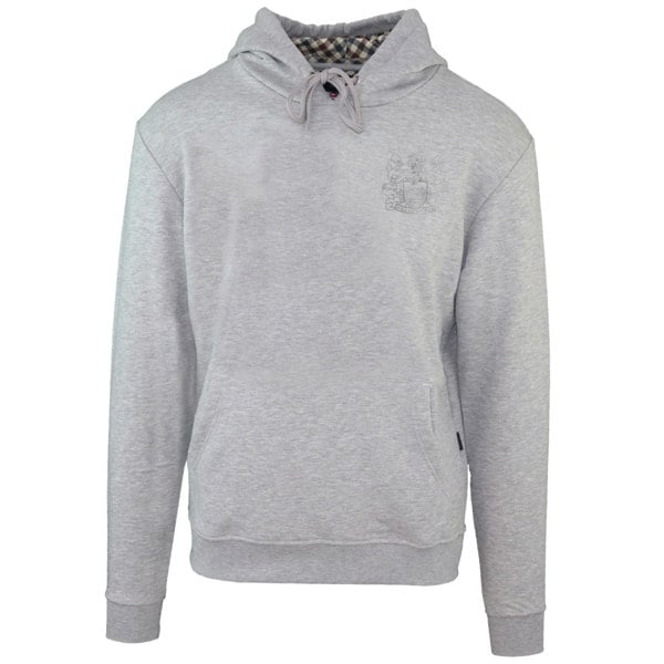 Aquascutum Monotone Aldis Emblem Logo Hoodie - Grey