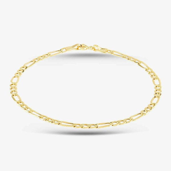T. H. Baker 9ct Yellow Gold 7.25 Inch Figaro Chain Bracelet HF070-7.25
