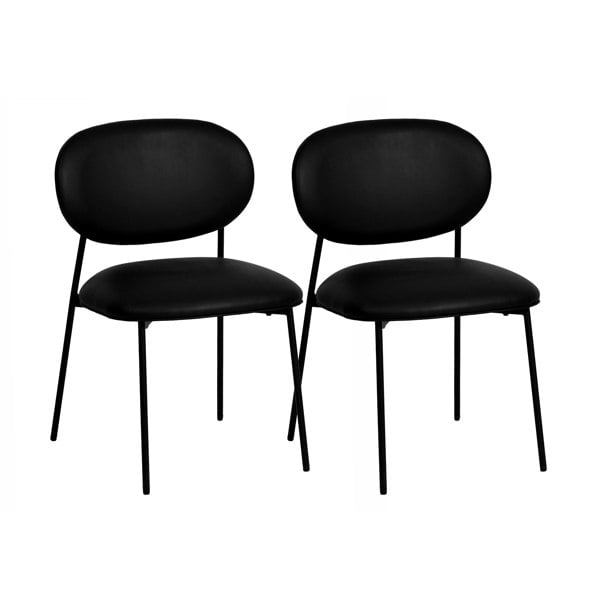 Furniture Edit McKenzie Black Vegan Leather Stackable Dining Chair - Set of 2