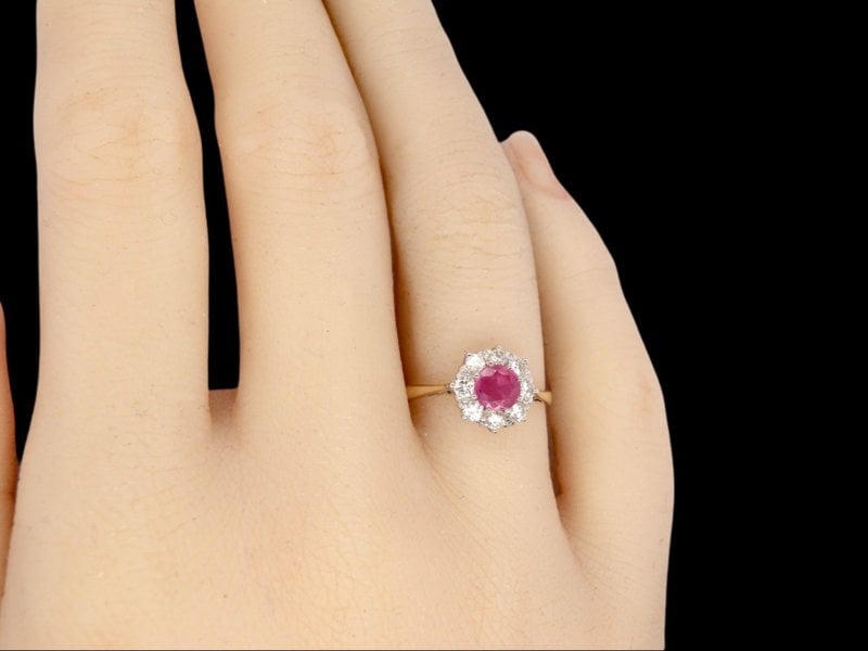 Vintage Tom A fine Vintage Ruby and Diamond cluster ring